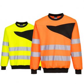 Hi-Vis Crew Neck Sweatshirt with Contemporary Contrast Chest Panel - HS09