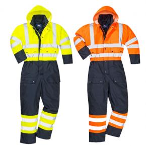 Hi Vis Contrast Lined Overall Waterproof Winter Workwear - HRS05