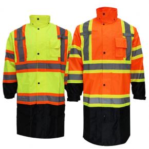 Hi-Viz Long Rain Coat with X pattern - HRL02