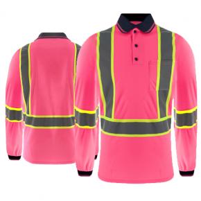 Pink Hi Viz Long Sleeved Polo Shirt - TL18