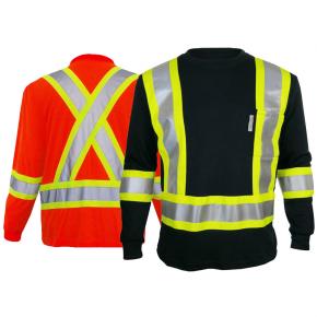 Hi Vis Crew Neck Long Sleeve Safety Tee with Chest Pocket - TL19