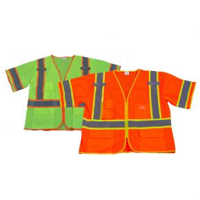 Hi Visibility Class 3 polyester mesh vest with DOT reflective striping - U36